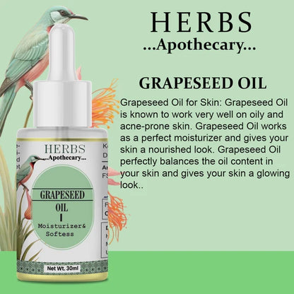 Zenvista Herbs Apothecary Grape Seed Oil For Moisturizer & Softens - 30 ml