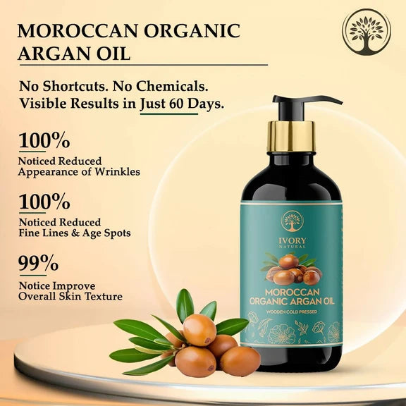 Ivory Natural Moroccan Organic Argan Oil Premium & Extra Virgin - 200 ml