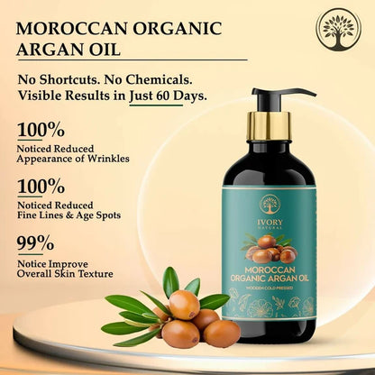 Ivory Natural Moroccan Organic Argan Oil Premium & Extra Virgin - 200 ml