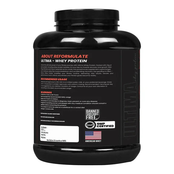 Reformulate Ultima I Whey Protein with Isolate I 23 G Protein I 5.1G BCAA I 10.8 EAA I Pre & Probiotics - Cold Coffee - 2 kg