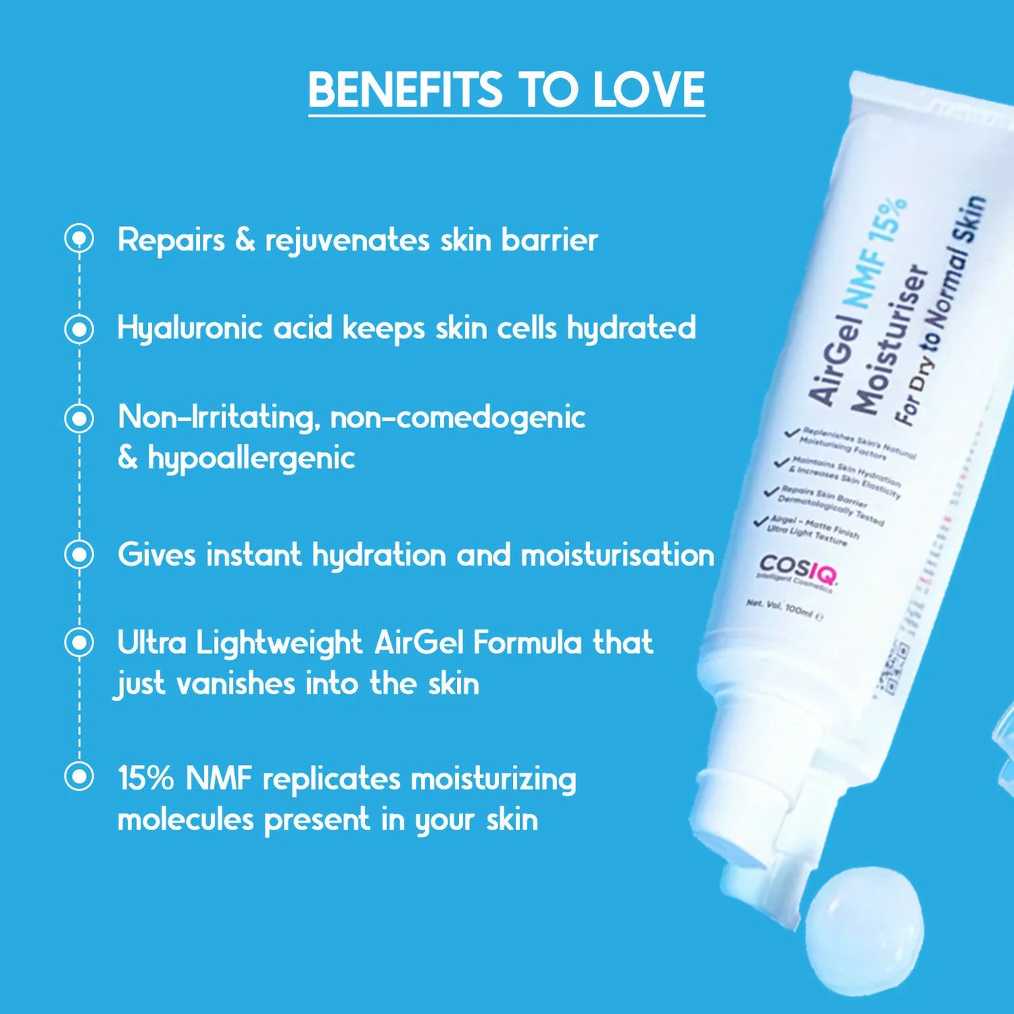 Cos-IQ AirGel NMF 15% for Dry to Normal Skin Moisturizer - 100 ml