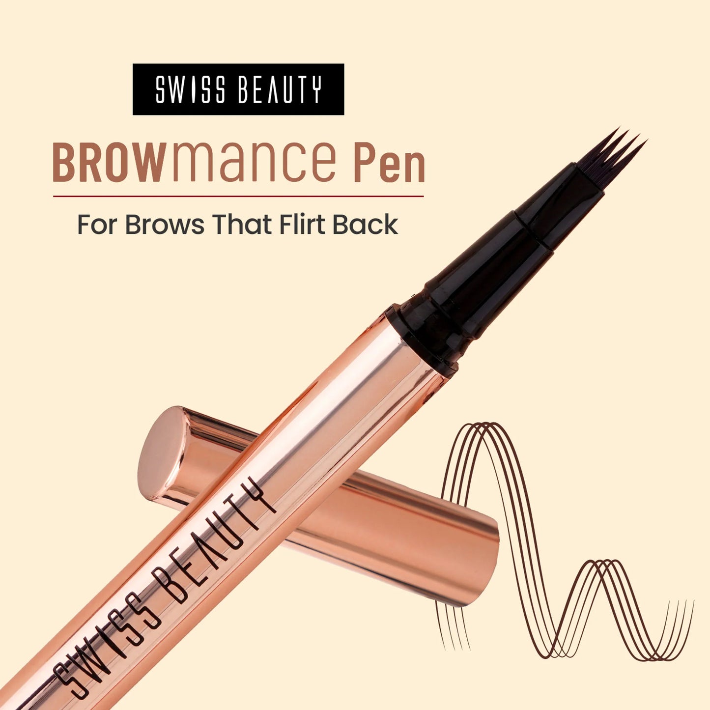 Swiss Beauty Browmance Pen Fills In Sparse Hair For 8-Hour Stay - 3 Dark Brown - 1 gm