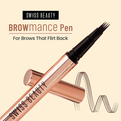Swiss Beauty Browmance Pen Fills In Sparse Hair For 8-Hour Stay - 3 Dark Brown - 1 gm