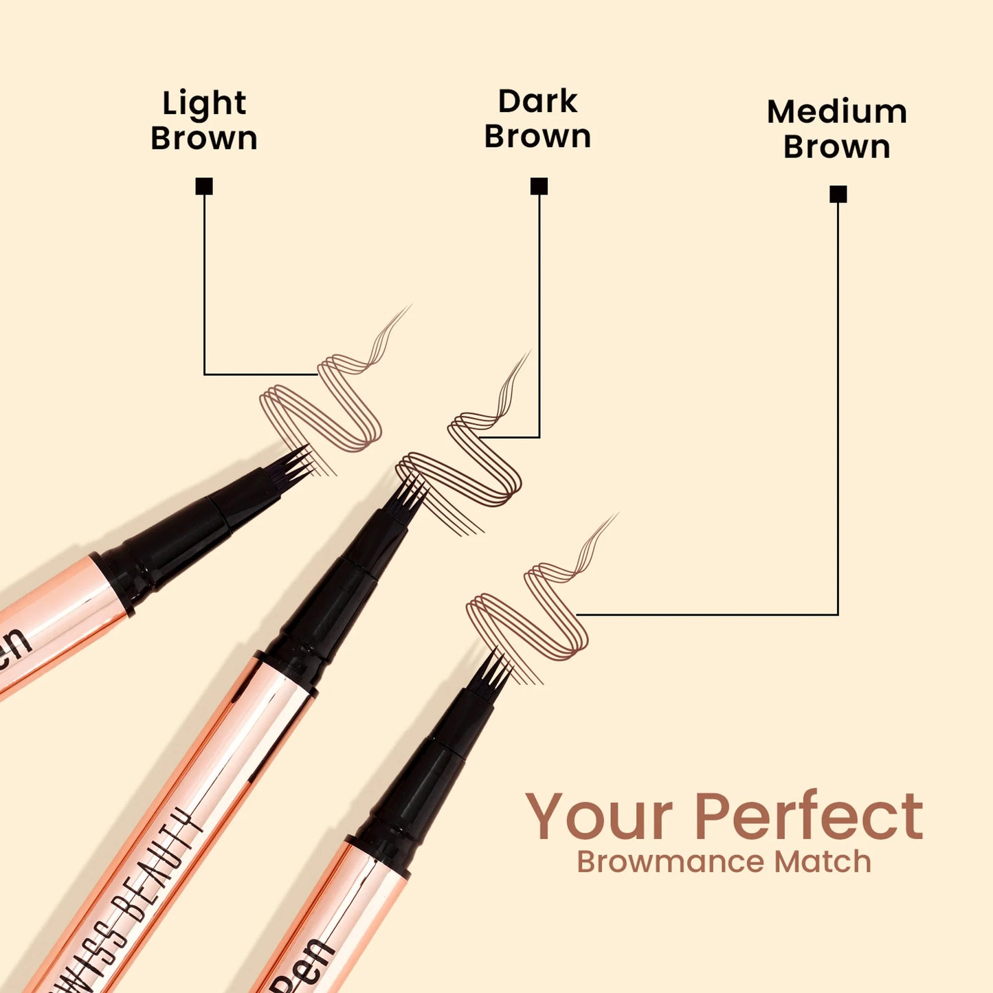 Swiss Beauty Browmance Pen Fills In Sparse Hair For 8-Hour Stay - 3 Dark Brown - 1 gm