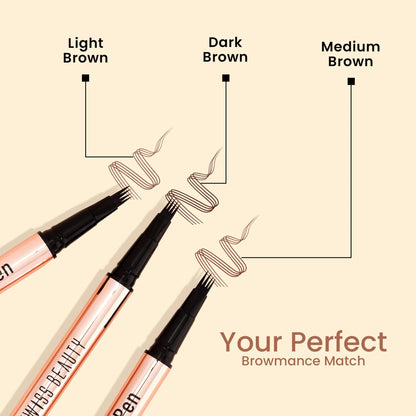 Swiss Beauty Browmance Pen Fills In Sparse Hair For 8-Hour Stay - 3 Dark Brown - 1 gm