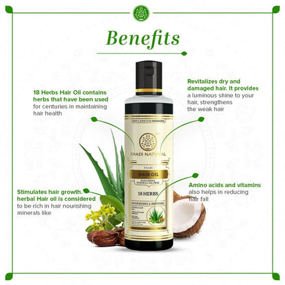 Khadi Natural 18 Herbs Herbal Hair Oil - 210 ml