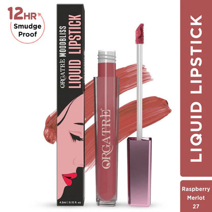 Orgatre Moodbliss Waterproof Glossy Liquid Lipstick - Raspberry Merlot - 4.5 ml