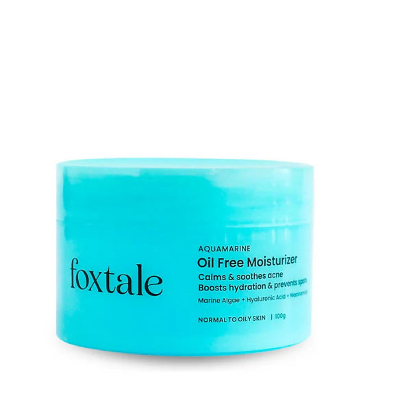 Foxtale Aquamarine Oil Free Hydrating Moisturiser With Hyaluronic Acid For Normal To Oily Skin - 100 gm