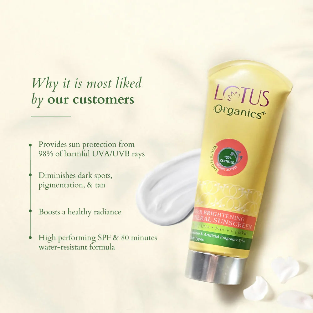Lotus Organics Sheer Brightening Mineral Sunscreen SPF 50 PA +++ - 50 gm