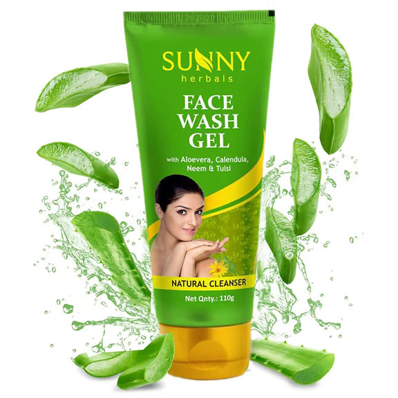 Sunny Herbals Face Wash Gel with Aloevera, Calendula, Neem & Tulsi - 110 gm