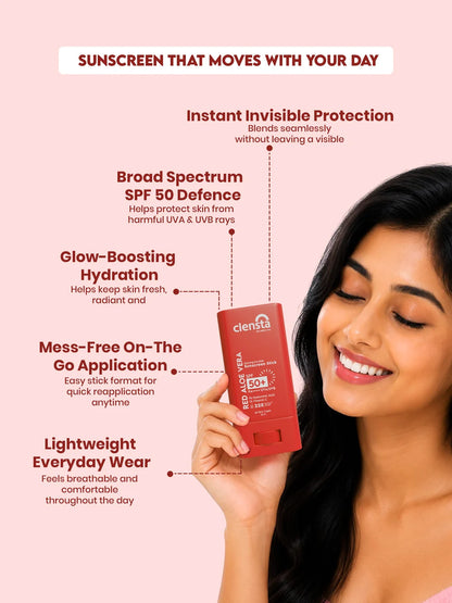 Red Aloe Vera Sun Stick With 1% Hyaluronic Acid & 1% Vitamin C