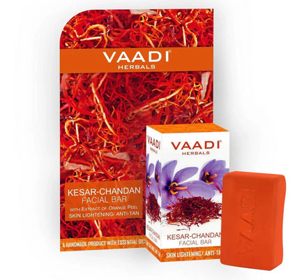Vaadi Herbals Kesar Chandan Facial Bar With Extract Of Orange Peel - 25 gm