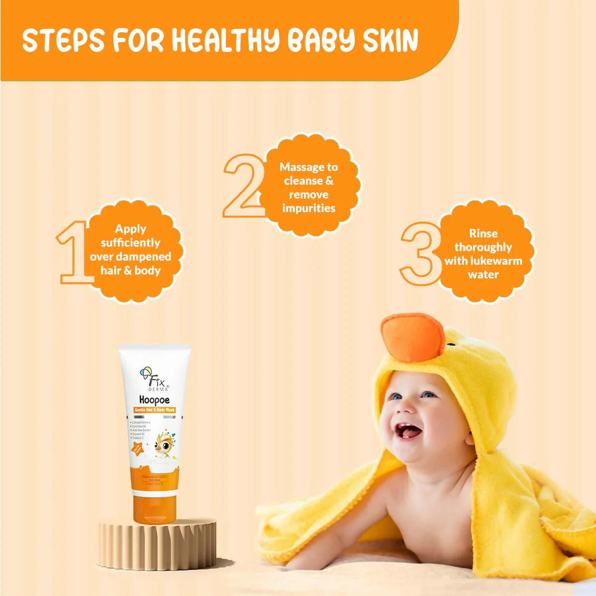 Fixderma Hoopoe Gentle Hair & Body Wash for Kids - 100 ml