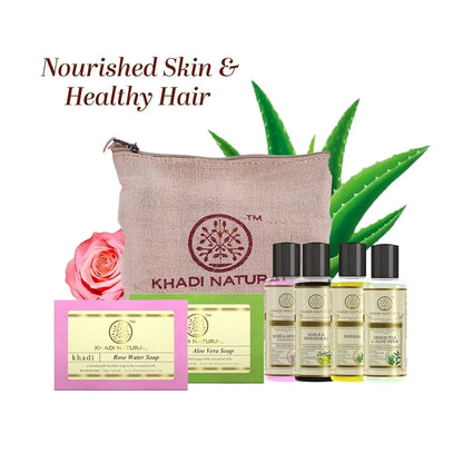 Khadi Natural Travel Kit Skincare & Haircare Essentials On-The-Go - combo