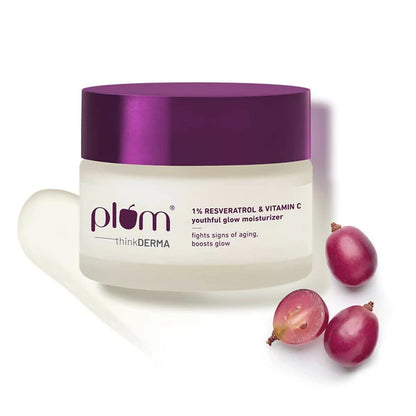 Plum 1% Resveratrol & Vitamin C Anti-Aging Moisturizer For Glowing Skin - 50 gm