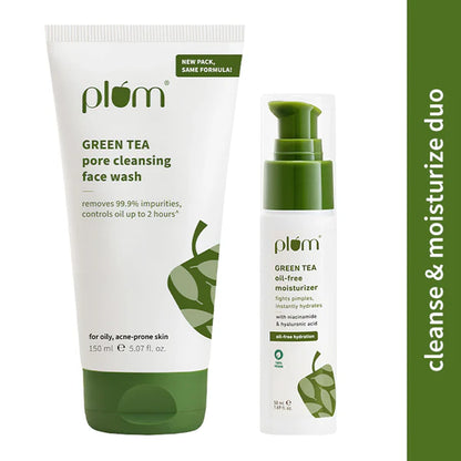 Plum Green Tea Cleansing Face Wash and Oil Free Moisturizer - combo