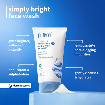 Plum E-Luminence Cleansing Balm and 2% Niacinamide and Rice Water Face Wash - combo