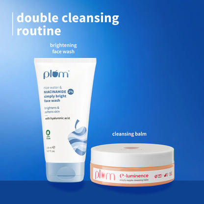 Plum E-Luminence Cleansing Balm and 2% Niacinamide and Rice Water Face Wash - combo