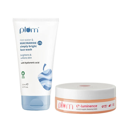 Plum E-Luminence Cleansing Balm and 2% Niacinamide and Rice Water Face Wash - combo