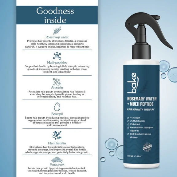 Bake Rosemary Water Hair Growth Spray with Multi Peptides - 100 ml