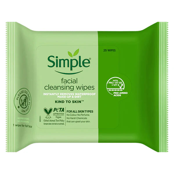 Simple Kind To Skin Cleansing Facial Wipes - 25 wipes