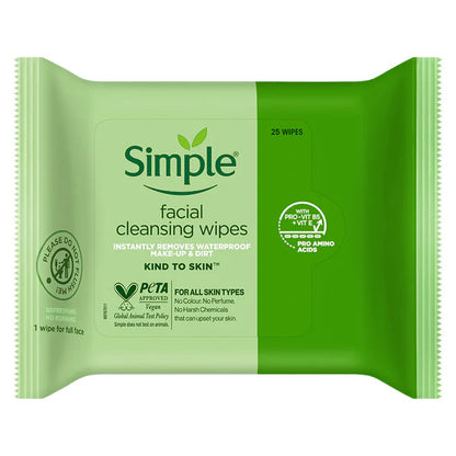 Simple Kind To Skin Cleansing Facial Wipes - 25 wipes