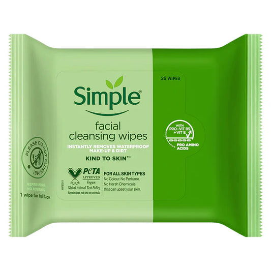 Simple Kind To Skin Cleansing Facial Wipes - 25 wipes