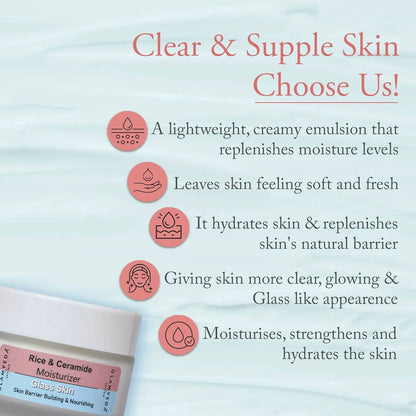 Glamveda Korean Glass Skin Rice & Ceramide Moisturizer - 50 ml