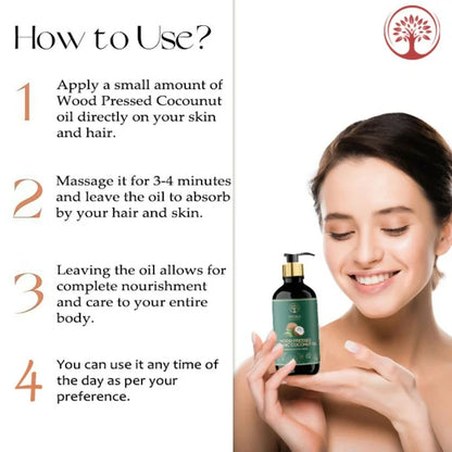 Ivory Natural Wood Pressed Organic Coconut Oil , Premium Extra Virgin Oil - For Radiant Skin, Hair Wellness & Baby Care - 200 ml