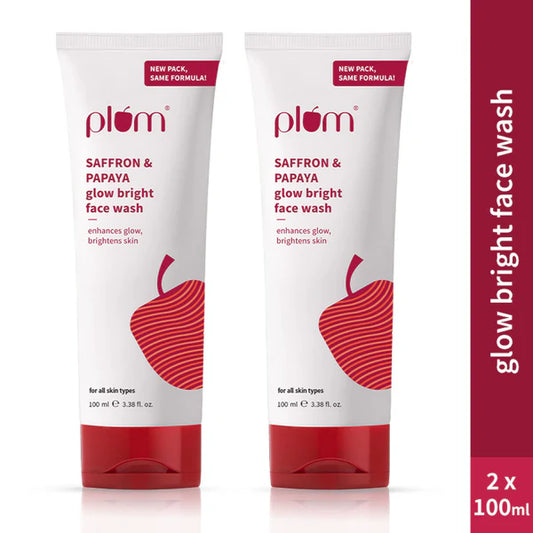 Plum Saffron & Papaya Glow Bright Gel Face Wash - 100 ml - Pack of 2