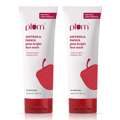 Plum Saffron & Papaya Glow Bright Gel Face Wash - 100 ml - Pack of 2