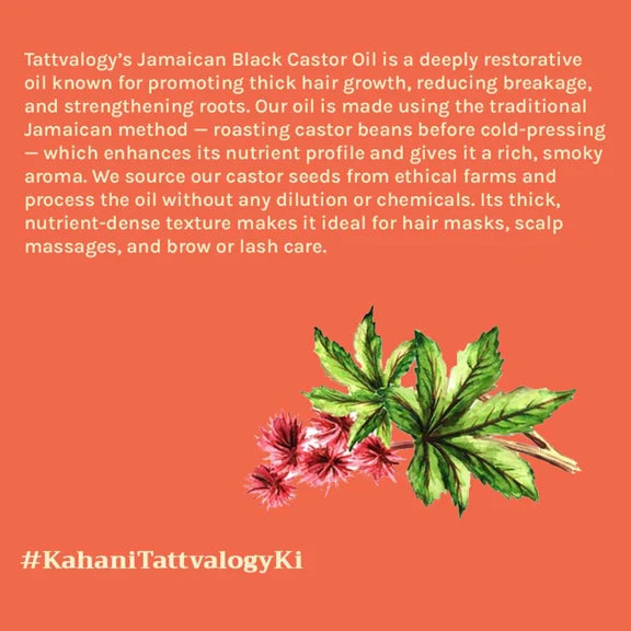 Tattvalogy Jamaican Black Castor Oil-Traditional Recipe, Boosts Hair Volume, Perfect for Curly Hair - 100 ml