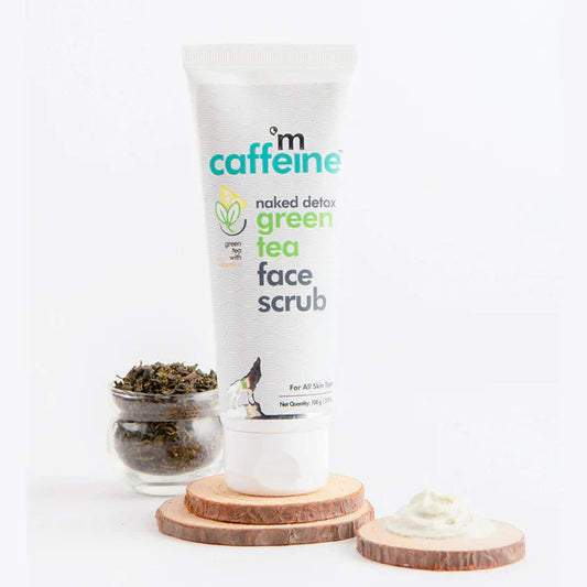 mCaffeine Green Tea Face Scrub with Vitamin C & Hyaluronic Acid - 100 gm