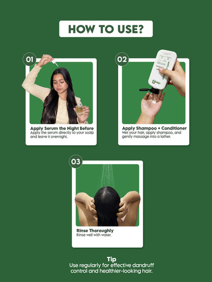 Clensta Anti-Dandruff Power Combo | Shampoo + Conditioner & Hair Serum