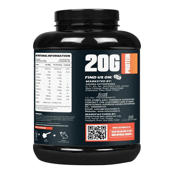 Reformulate Emerge I Whey Protein I Your Daily Meal Replacement Formula I 20 G I Protein I 5.1 G Bcaa's I 10 G Eaa's - Malai Kulfi - 2 kg
