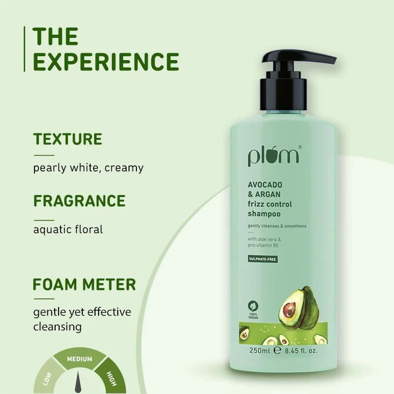 Plum Avocado & Argan Oil Sulphate-Free Shampoo For Frizzy Hair - 250 ml