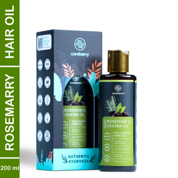 Careberry Organic Rosemary & Jojoba Anti Dandruff Hair Oil - 200 ml