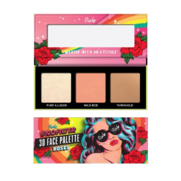 Rude Cosmetics Nofilter 3d Face Palette - Roses - 10.5 gm