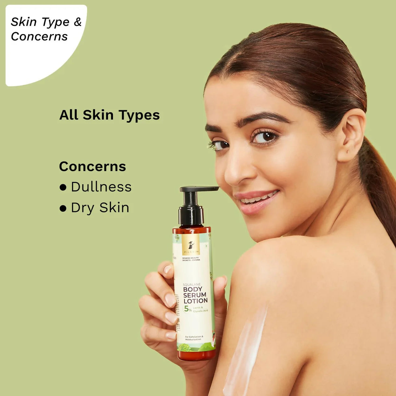 Pilgrim 5% Lactic & Glycolic Acid Body Serum Lotion For Exfoliation & Moisturization, For Rough Patches On Elbows & Knees