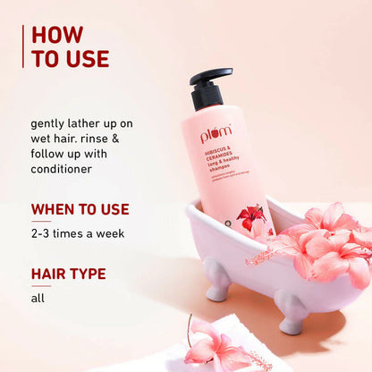 Plum Hibiscus & Ceramides Shampoo For Long, Healthy Hair - 250 ml