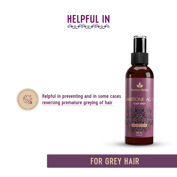 Avimee Herbal Hairtone AG 1 Scalp Spray For Grey Hair With Indigo, Henna, Beet Root and Hibiscus Extracts - 100 ml