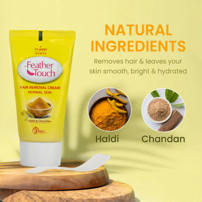 VI-JOHN Women Feather Touch Haldi & Chandan Hair Removal Cream for Women For Normal Skin, Suitable for Legs, Underarms, Bikini Line, Arms - 40 gm