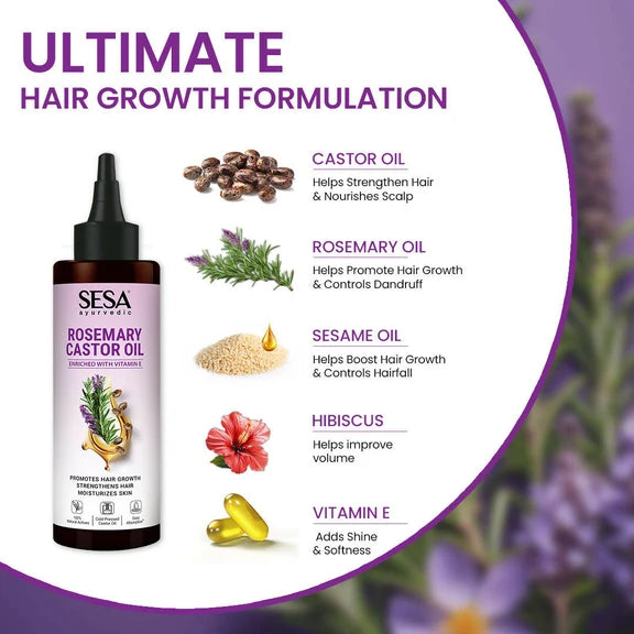 Sesa Ayurvedic Rosemary Hair Oil With Castor Oil - 200 ml