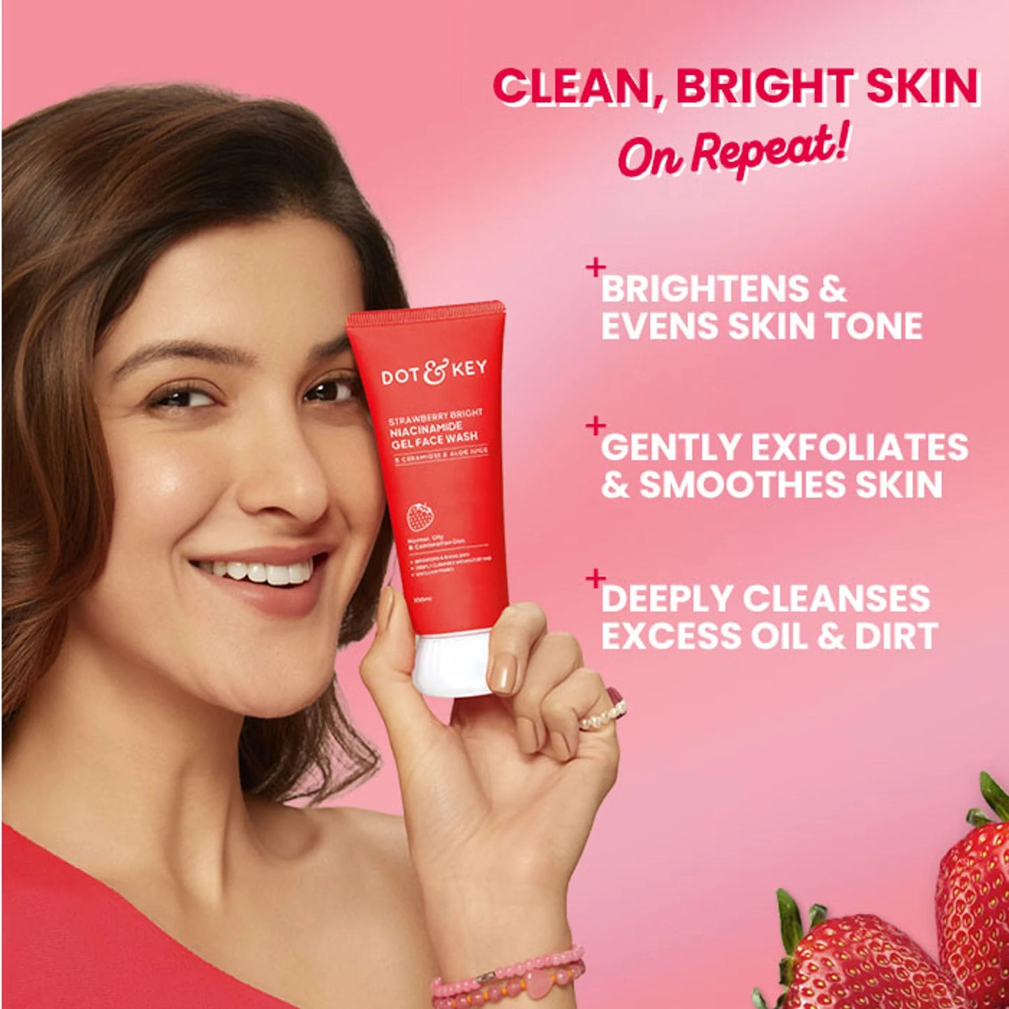 Dot & Key Strawberry Bright Niacinamide Gel Face Wash - 100 ml