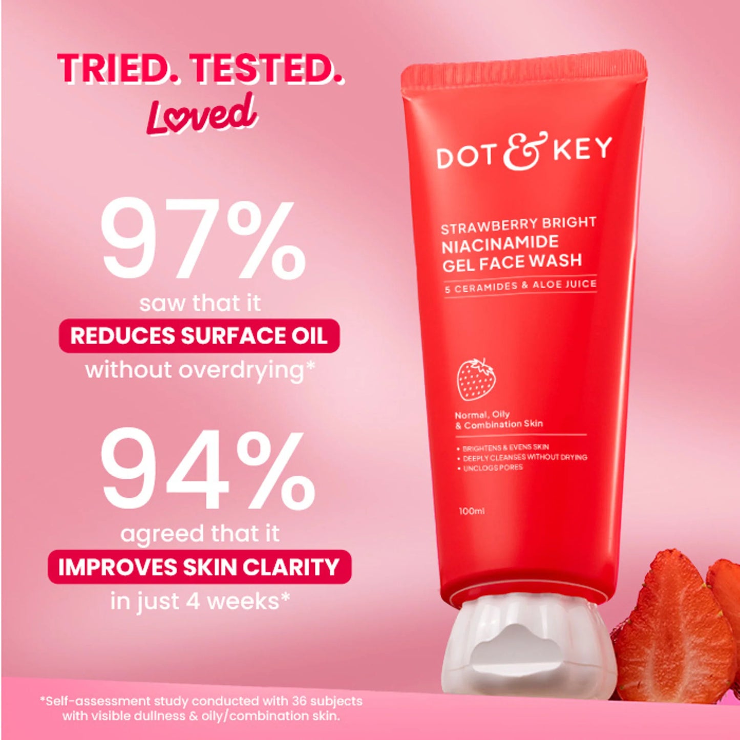 Dot & Key Strawberry Bright Niacinamide Gel Face Wash - 100 ml
