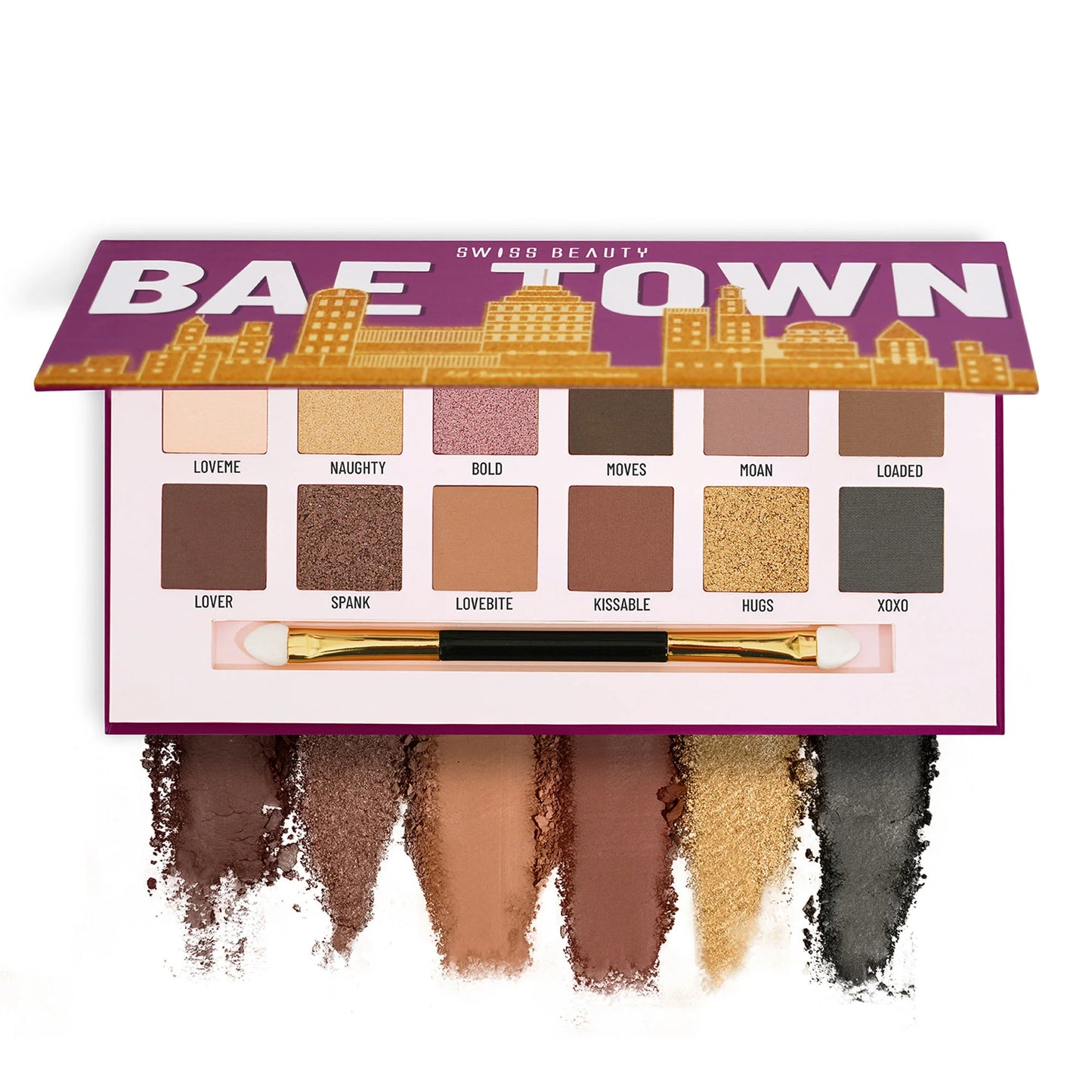 Swiss Beauty Bae Town 12-In-1 Comes Eyeshadow Palette With Eye Brush - 02 Crush Me - 14 gm