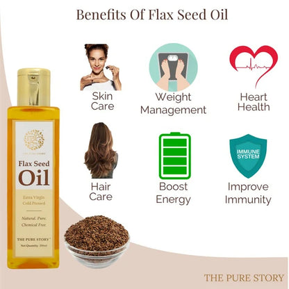 The Pure Story Natural Cold Pressed Flax Seed Oil for Hair & Skin - 100 ml