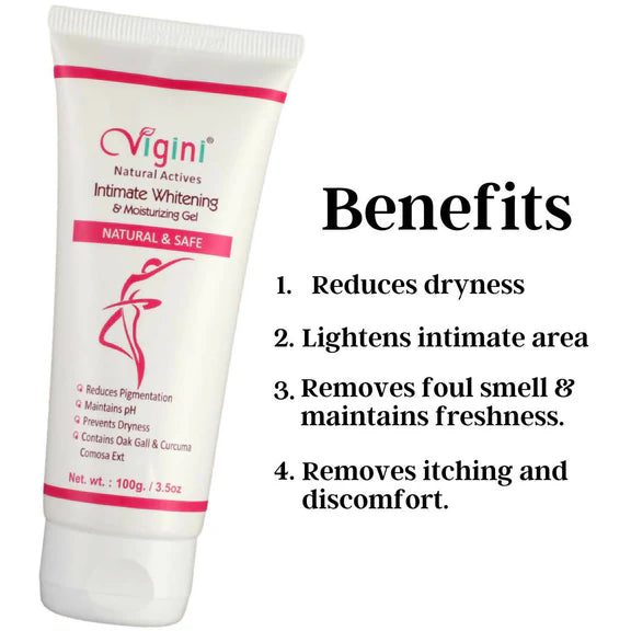Vigini Natural Actives Vaginal Intimate Whitening Lightening Moisturizer Gel - 100 gm