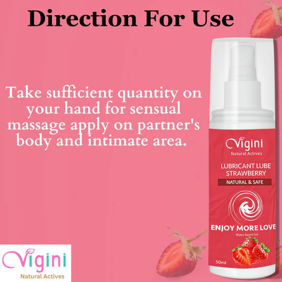 Vigini Intimate Strawberry Lubricant Personal Lube Water Based Gel - 50 ml