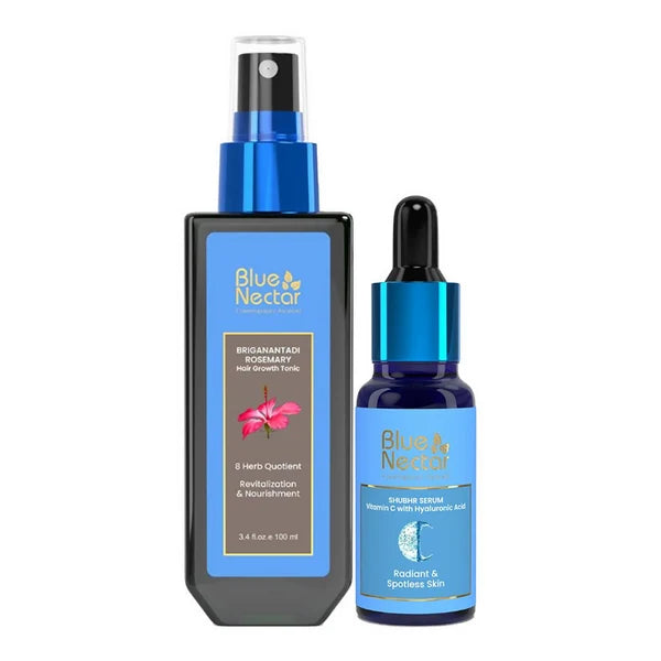 Blue Nectar Hair Tonic + Vitamin C Face Serum Combo - combo